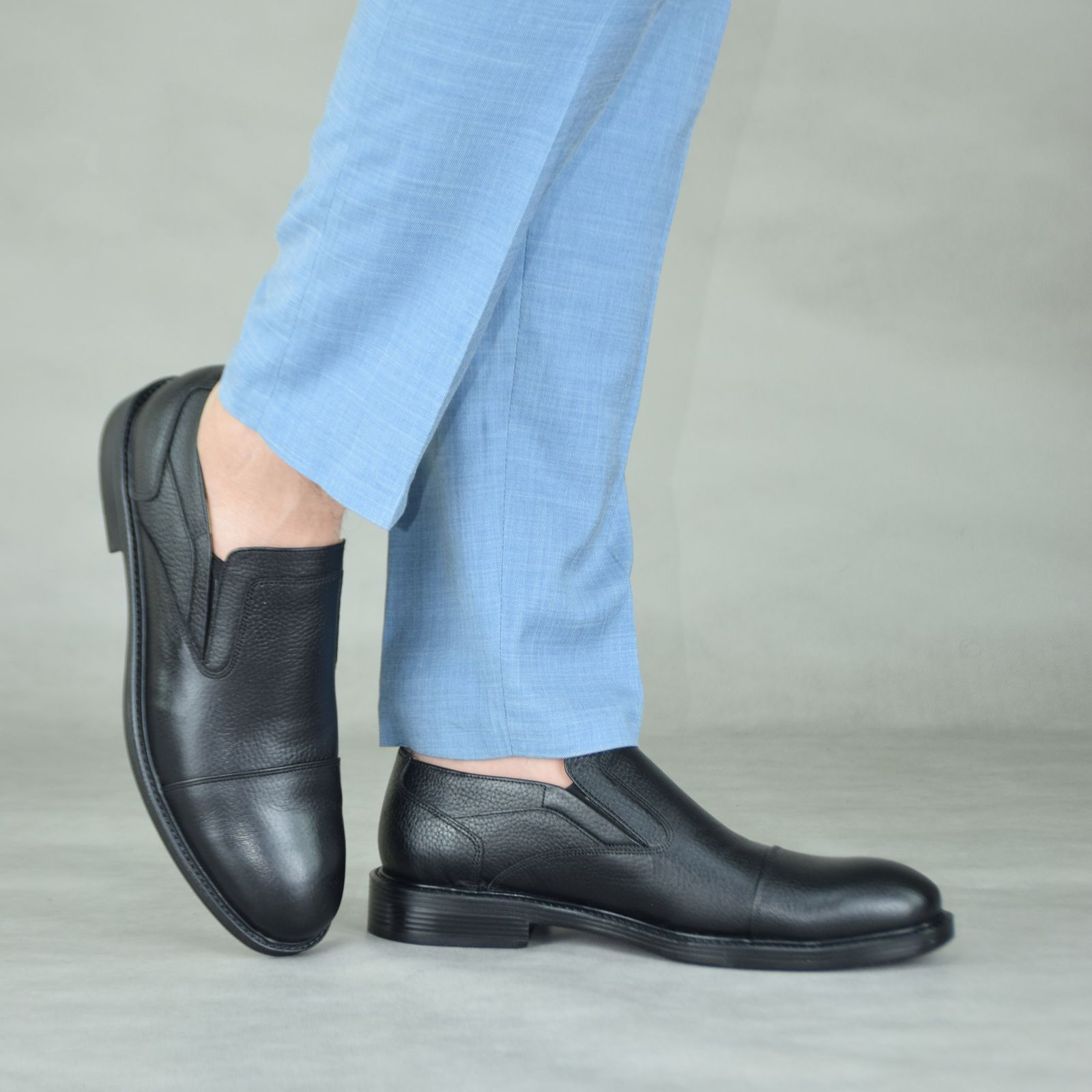 کفش مردانه کرمانی مدل چرم طبیعی دستدوز طبی کد 1082 رنگ مشکی  -  - 3