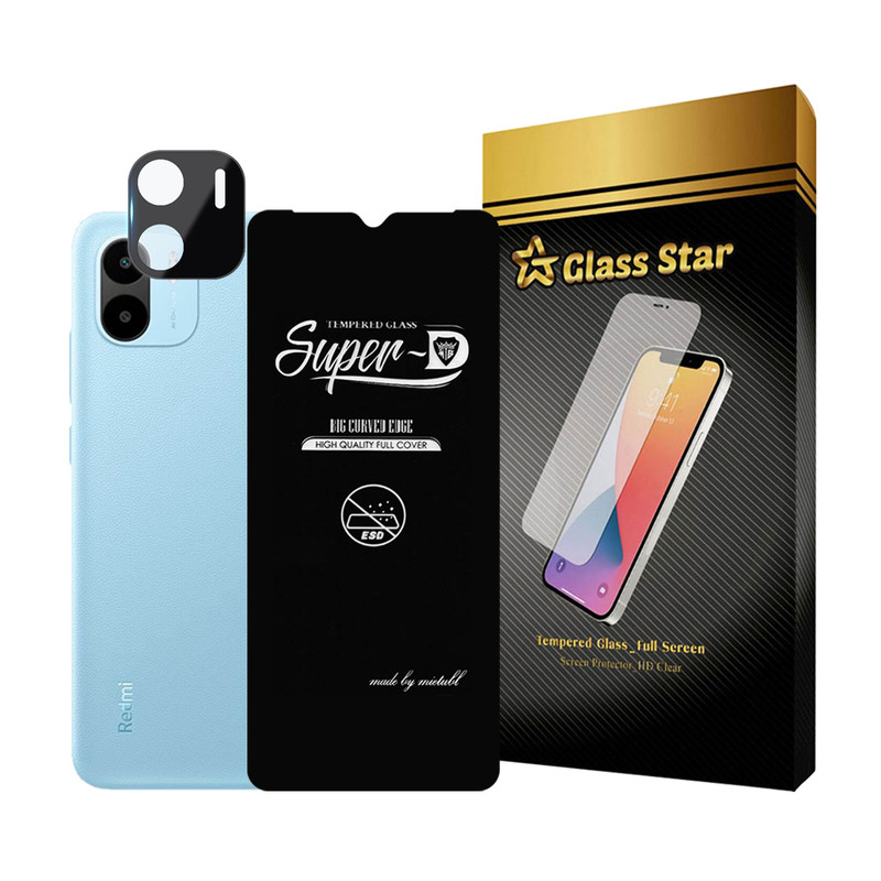 محافظ صفحه نمایش گلس استار مدل SUPLNFUGS مناسب برای گوشی موبایل شیائومی Redmi A1 / A1 Plus / A2 / A2 Plus به همراه محافظ لنز گوشی