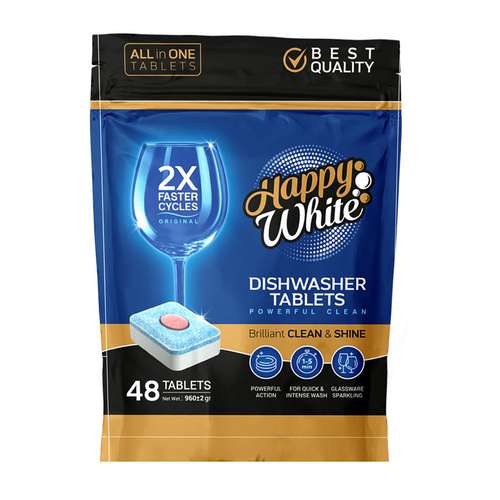 قرص ماشین ظرفشویی هپی وایت مدل Powerful بسته 48 عددی