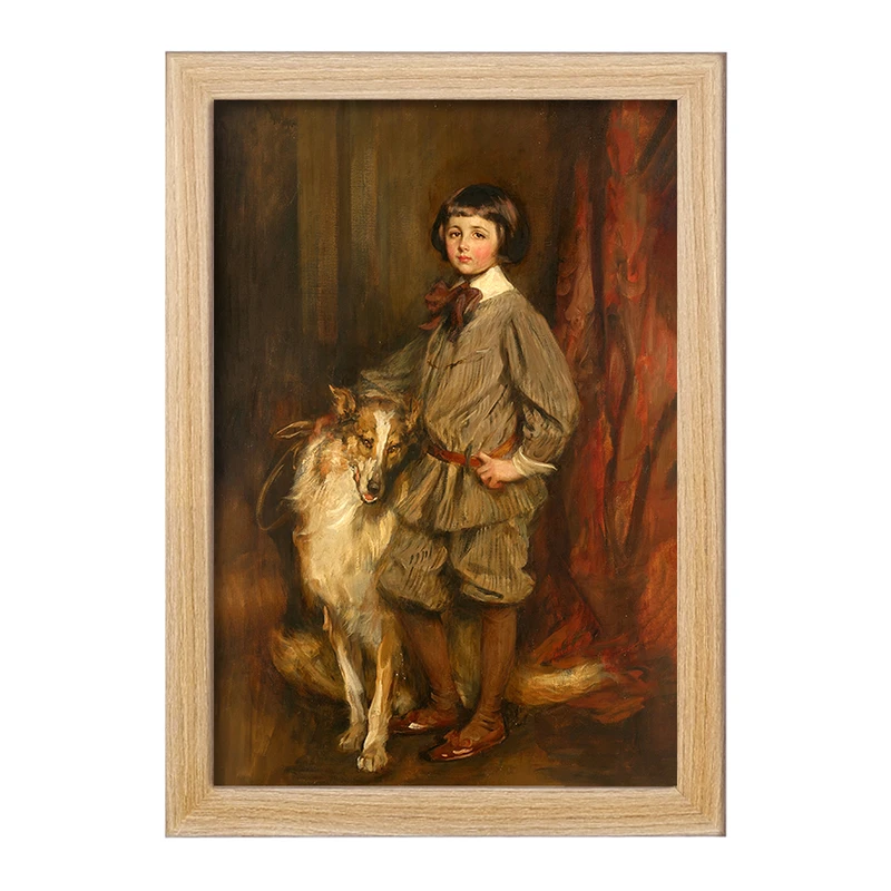 تابلو خندالو مدل نقاشی مردیث هاولند با سگش اثر جیمز جبوسا شانون       کد F12482