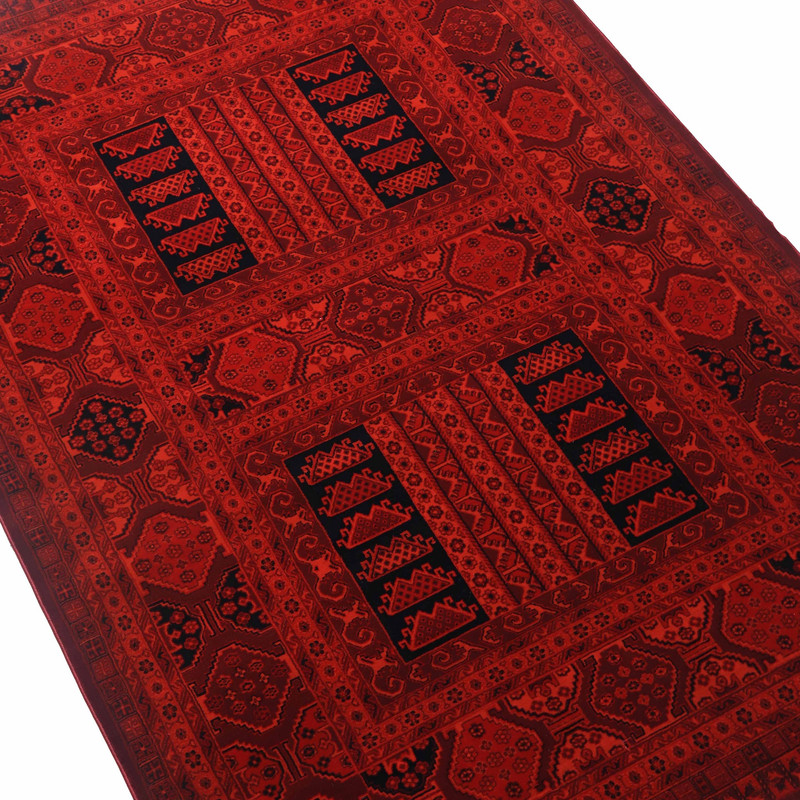 فرش ماشینی بزرگمهر طرح بلوچی کد 78008 زمینه لاکی