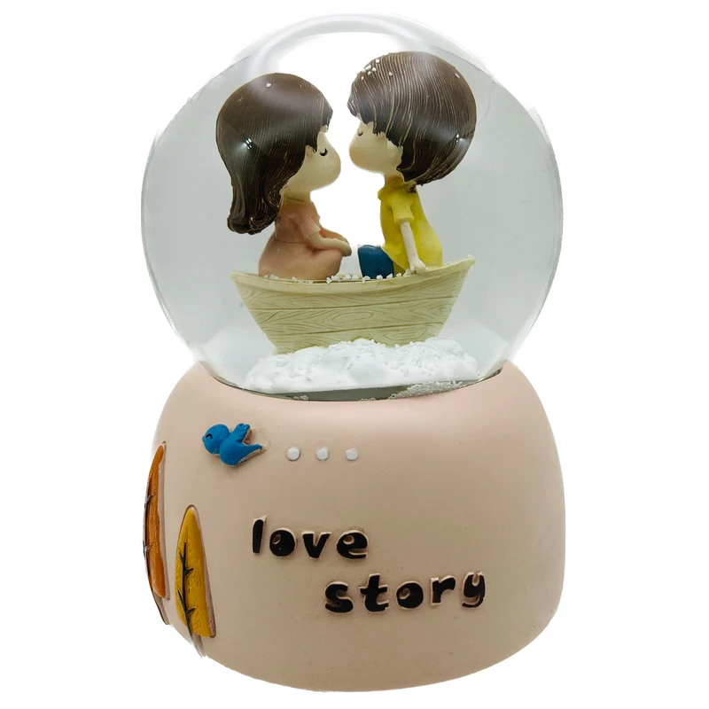 گوی موزیکال مدل پمپی Love Story طرح گنجشک و درخت کد PA4071