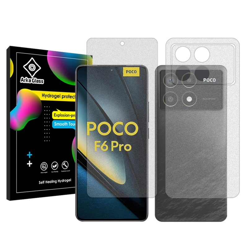 محافظ صفحه نمایش مات آرکا گلس مدل Tough مناسب برای گوشی موبایل شیائومی Poco F6 Pro به همراه محافظ پشت گوشی