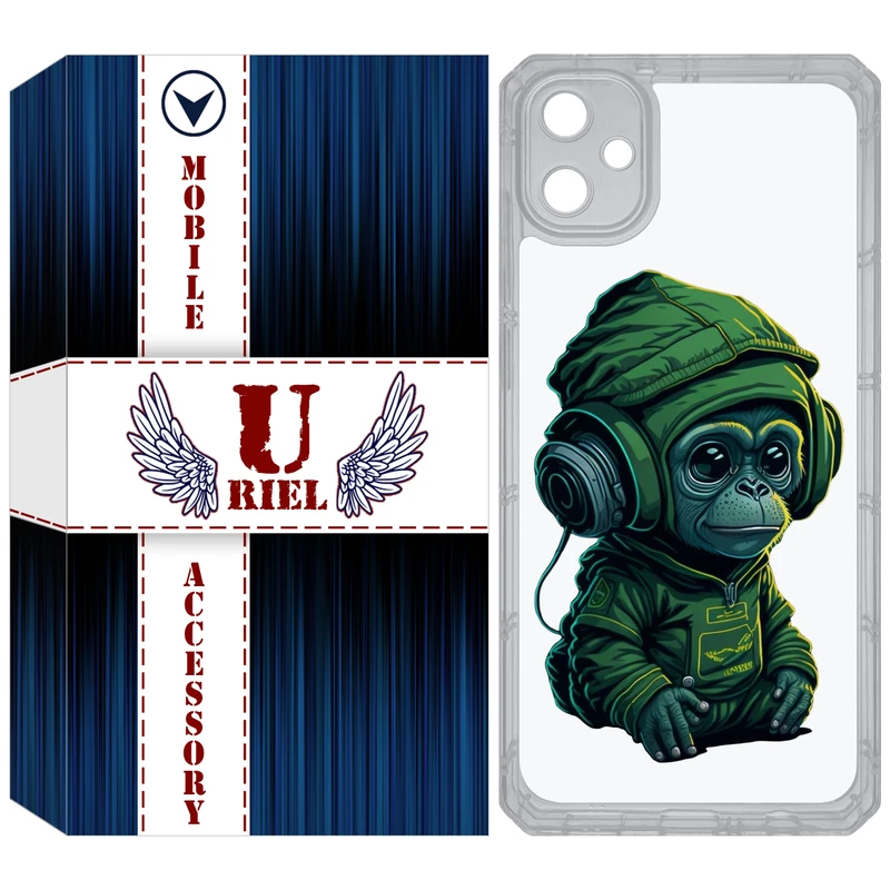 کاور یوریل مدل Clear کد 45 طرح میمون مناسب برای گوشی موبایل سامسونگ Galaxy A05