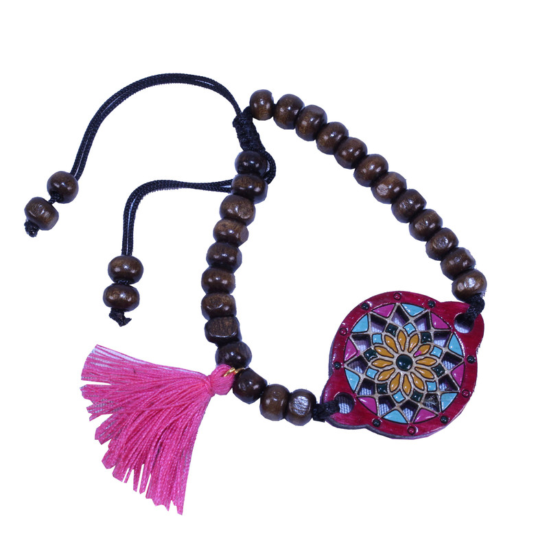 دستبند دخترانه مدل چوبی مهره ای کد 01