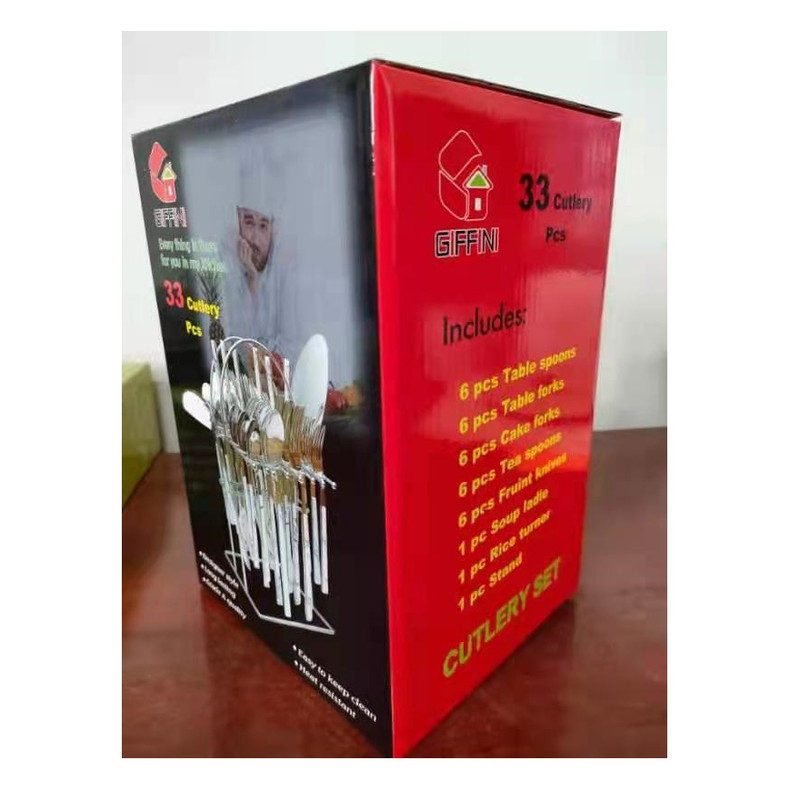سرویس قاشق و چنگال 33 پارچه جی فی نی مدل STONE-M سرویس قاشق و چنگال 33 پارچه جی فی نی مدل STONE-M