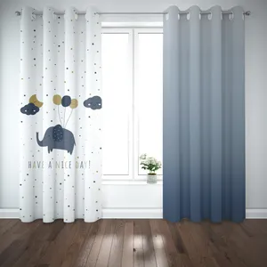 پرده مدل اتاق کودک طرح پسرانه فیل پرنده کهکشانی سایز 140x280 سانتی متر 