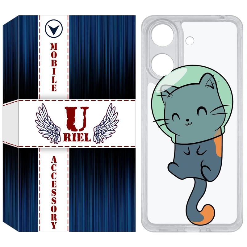 کاور یوریل مدل Clear کد 61 طرح گربه مناسب برای گوشی موبایل شیائومی Redmi 13C / Poco C65