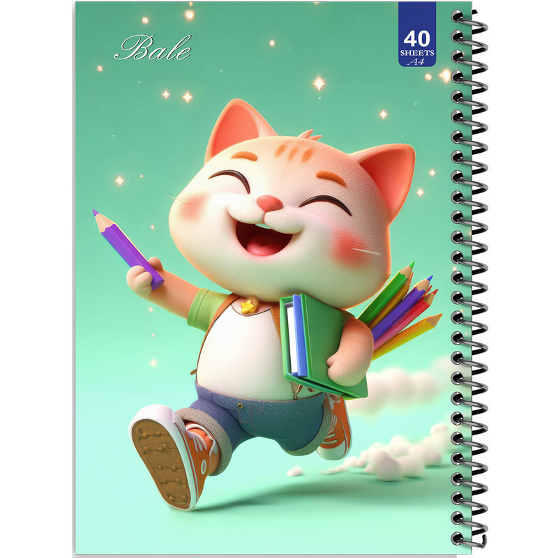 دفتر نقاشی 40 برگ انتشارات بله طرح گربه کوچولو و مداد رنگی کد A4-K322