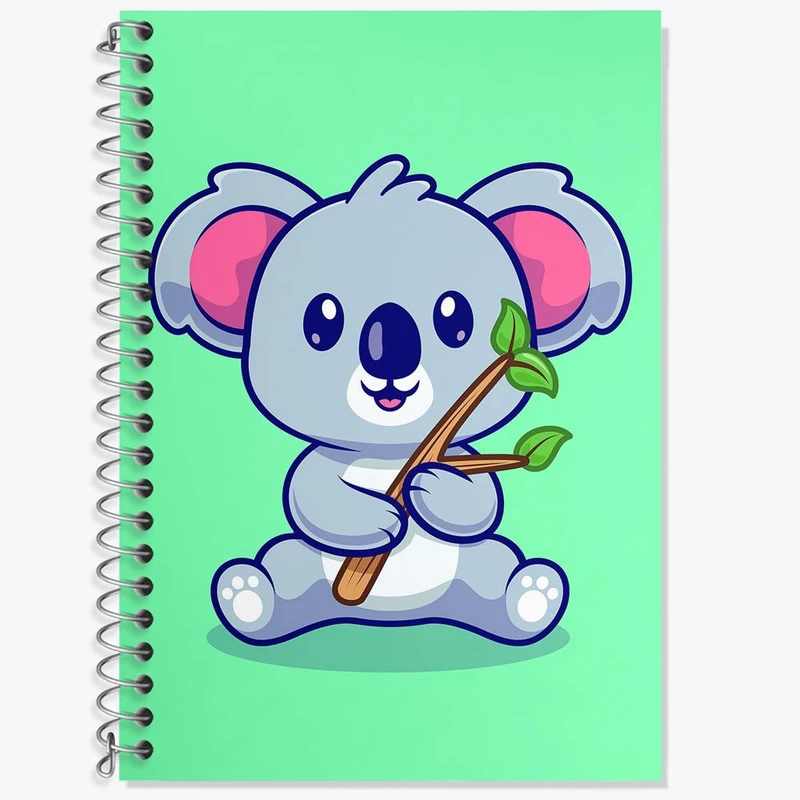 دفتر زبان 50 برگ خندالو مدل دو خط طرح حیوانات بامزه کوآلا کد 25408