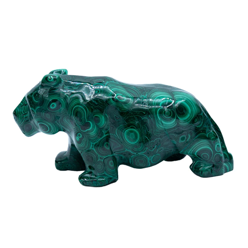 سنگ راف ماناجم مدل مجسمه ببر مالاکیت