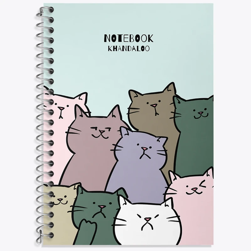 دفتر زبان 50 برگ خندالو مدل سه خط طرح گربه (Cat) کد N994