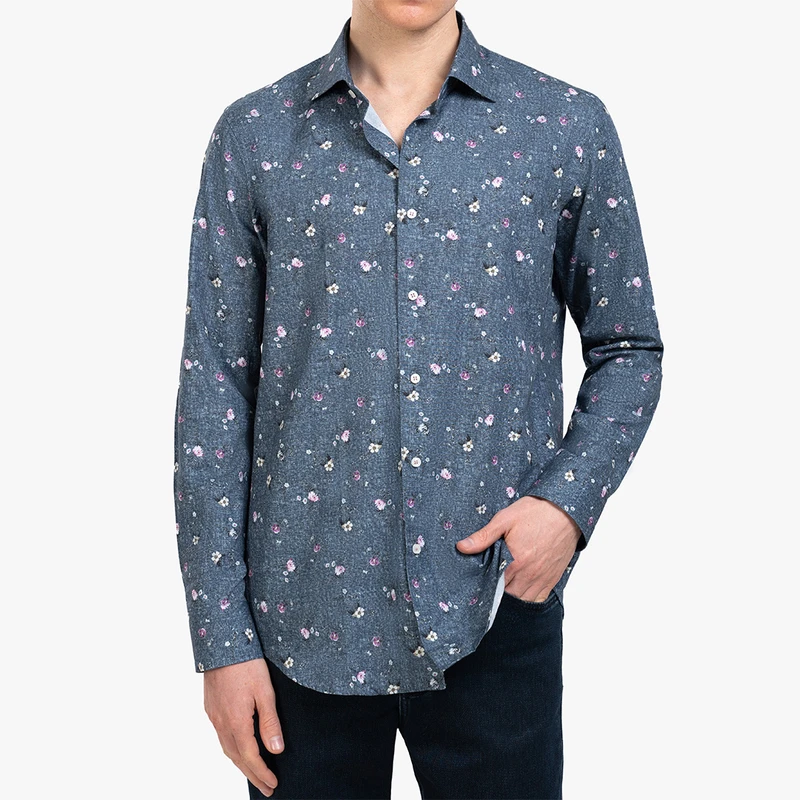 پیراهن آستین بلند یقه کراواتی مردانه ام کی مدل 1775