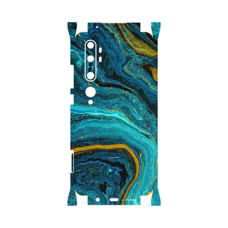 برچسب پوششی ماهوت مدل Turquoise marblewith golden streaks-FullSkin مناسب برای گوشی موبایل شیائومی Mi Note 10 Pro