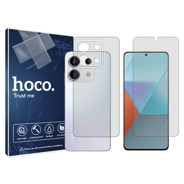 محافظ صفحه نمایش شفاف هوکو مدل HyGEL مناسب برای گوشی موبایل شیائومی Redmi Note 13 Pro به همراه محافظ پشت گوشی