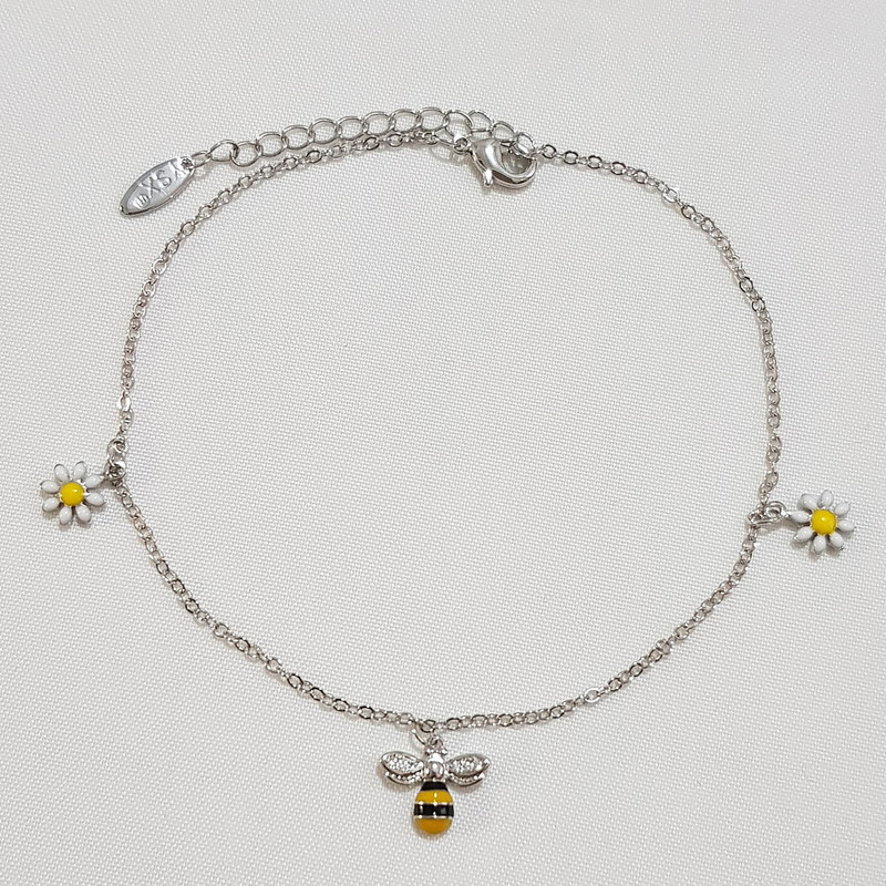 پابند زنانه وای اس ایکس مدل زنبور عسل و بابونه 3364