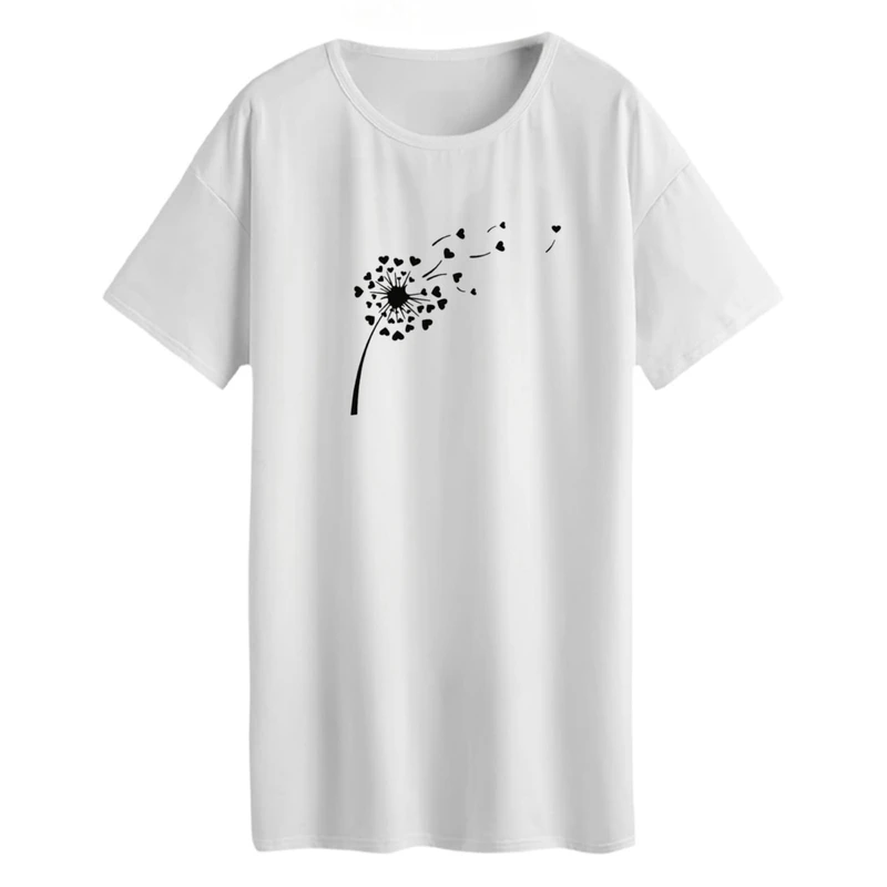 تی شرت لانگ آستین کوتاه زنانه مدل قاصدک مینیمال کد 02