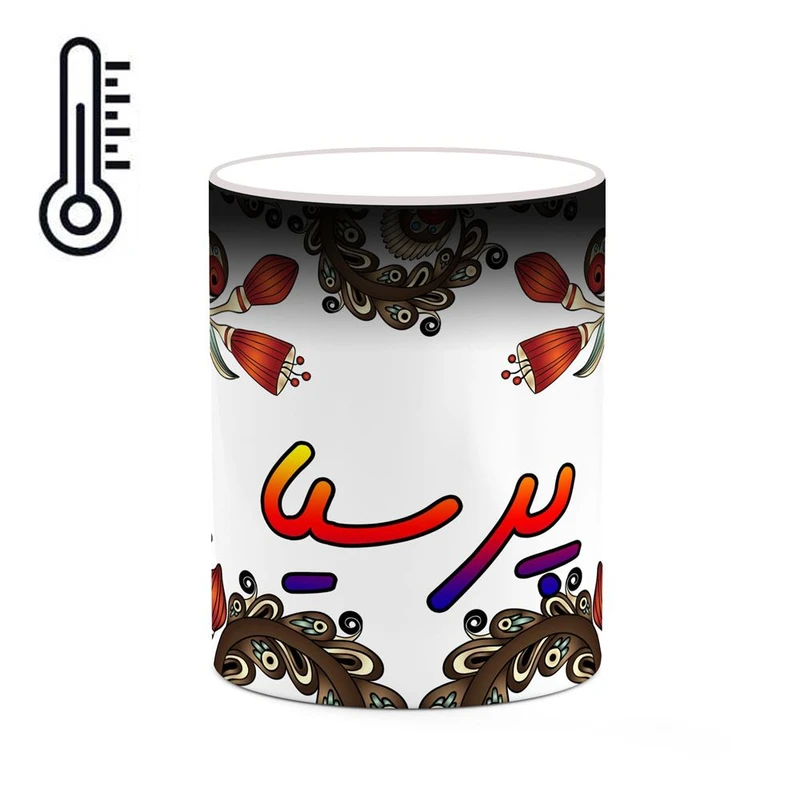 ماگ حرارتی کاکتی مدل اسم پرسیا طرح سنتی گل و بته کد mgh44370