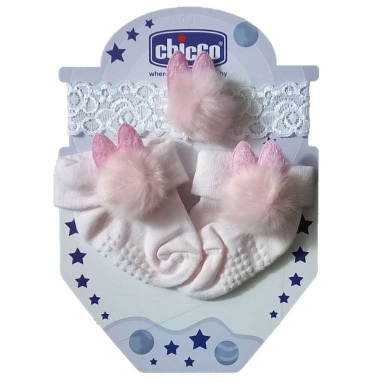 ست هدبند و جوراب نوزادی چیکو مدل خرگوشی کد 06 SO