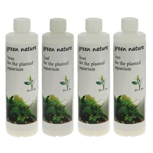 کود مایع کامل گیاهان آکواریوم گرین نیچر مدل برگ و ریشه و ساقه حجم 250 میلی لیتر مجموعه 4 عددی