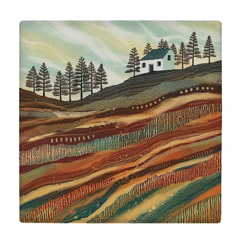  زیر لیوانی  طرح نقاشی مزرعه و درختان کد    5923133_4537