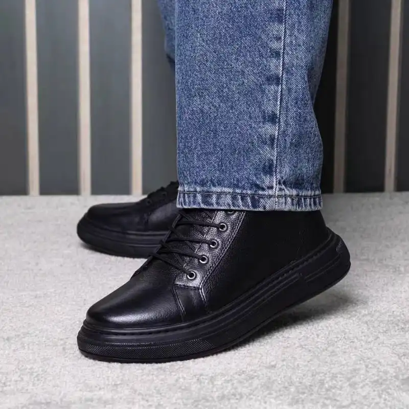 نیم بوت مردانه مدل چرم طبیعی  کد Sh-p4.mm رنگ مشکی