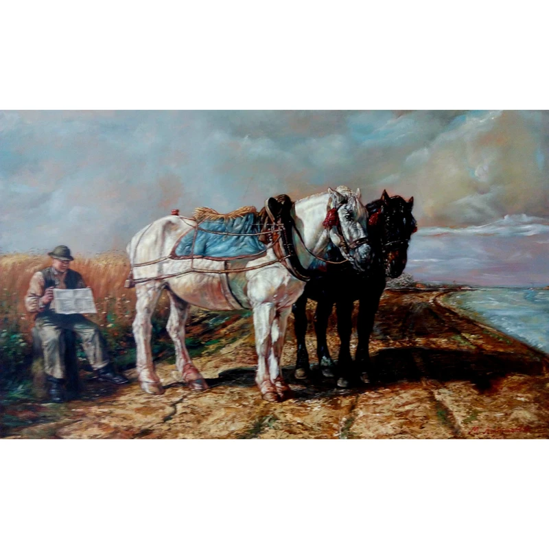 تابلو نقاشی رنگ روغن طرح اسب کد 105