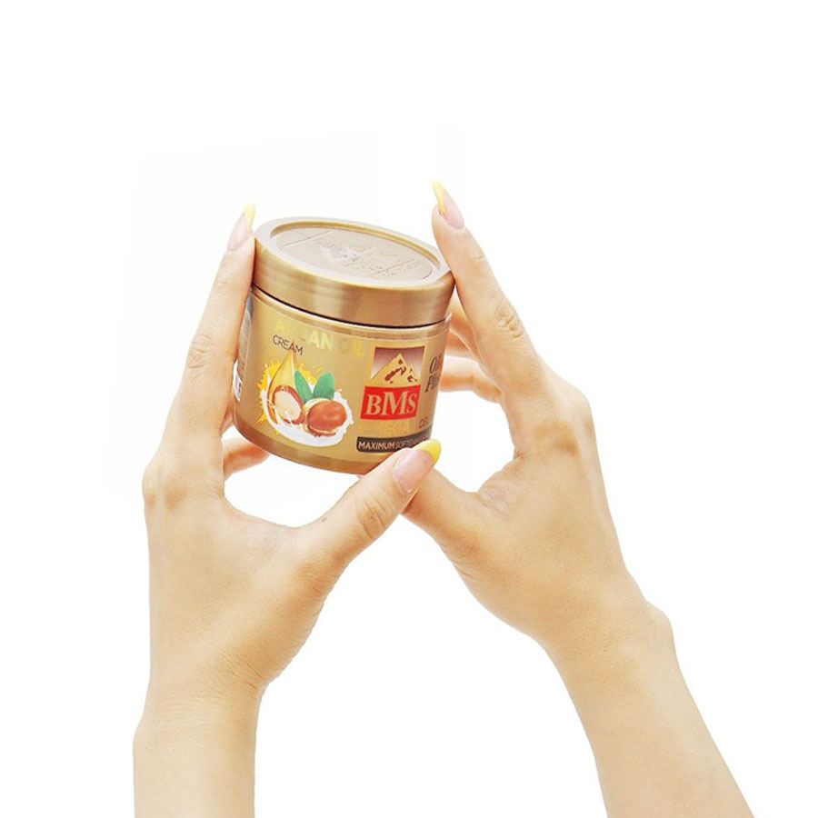 کرم مرطوب کننده دست و صورت بی ام اس مدل روغن آرگان مناسب برای انواع پوست حجم 200 میلی لیتر