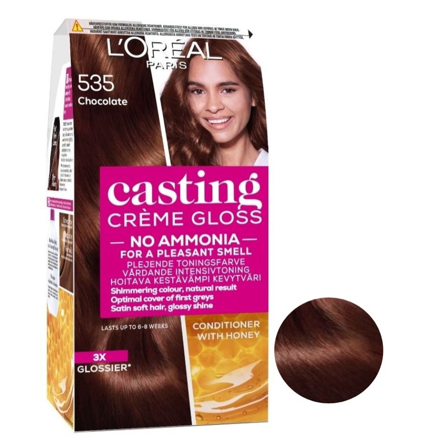 کیت رنگ مو لورآل مدل casting gloss شماره 535 حجم 48 میلی لیتر رنگ شکلاتی