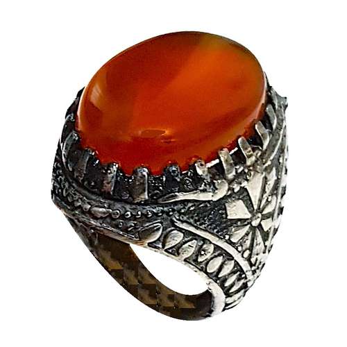 انگشتر نقره مردانه مدل عقیق یمنی اصل معدنی APY6