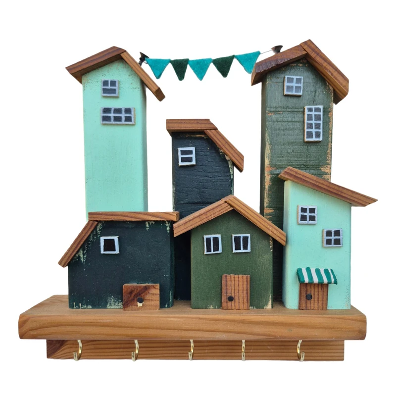 جاکلیدی دیواری چوبی مدل Olive Village