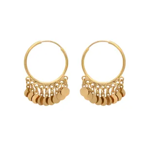 گوشواره حلقه‌ای طلا 18 عیار زنانه گالری رحمانی مدل  پولکی کد 02