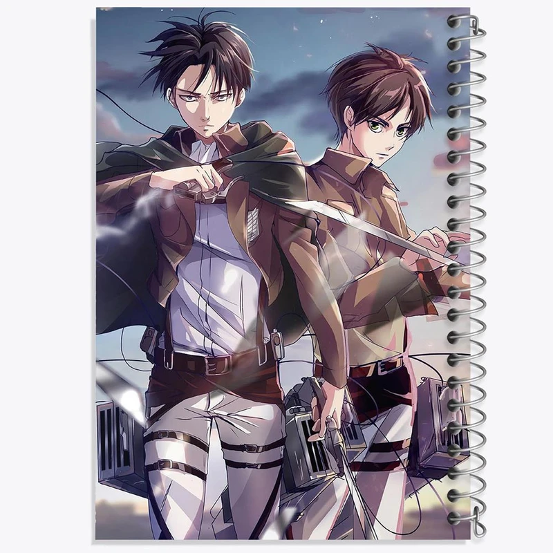 دفتر ژورنال نویسی 50 برگ خندالو مدل نقطه ای طرح لیوای و ارن انیمه اتک آن تایتان Attack on Titan کد 4849