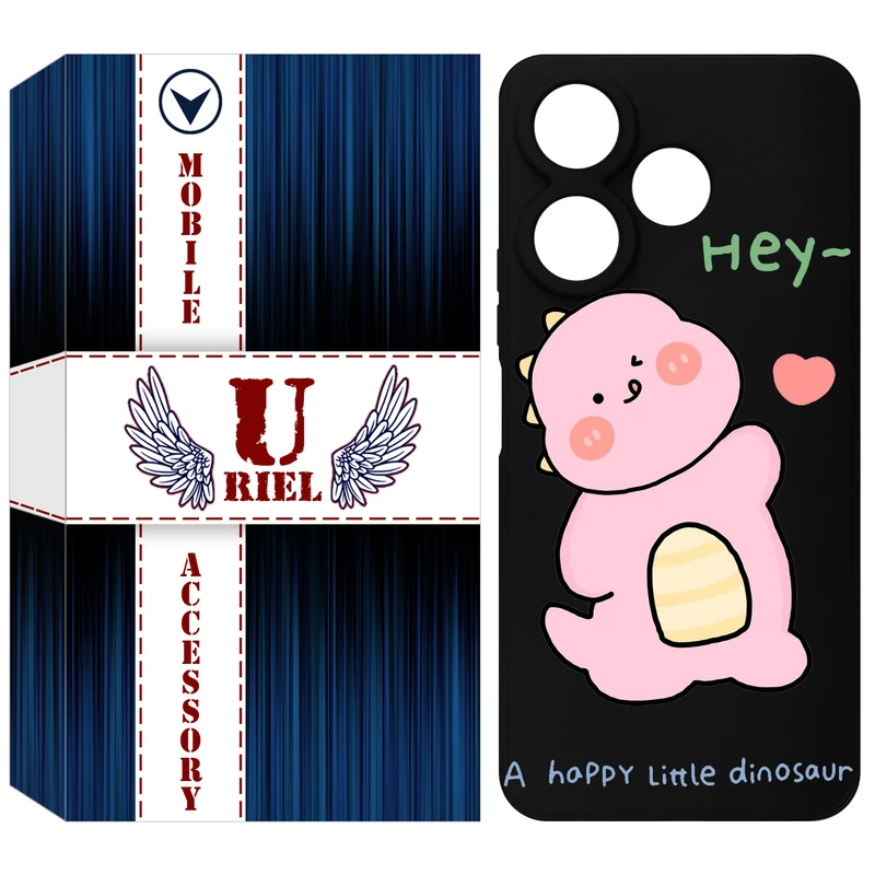 کاور یوریل مدل KSH کد 26 طرح دایناسور صورتی مناسب برای گوشی موبایل شیائومی Redmi 13x