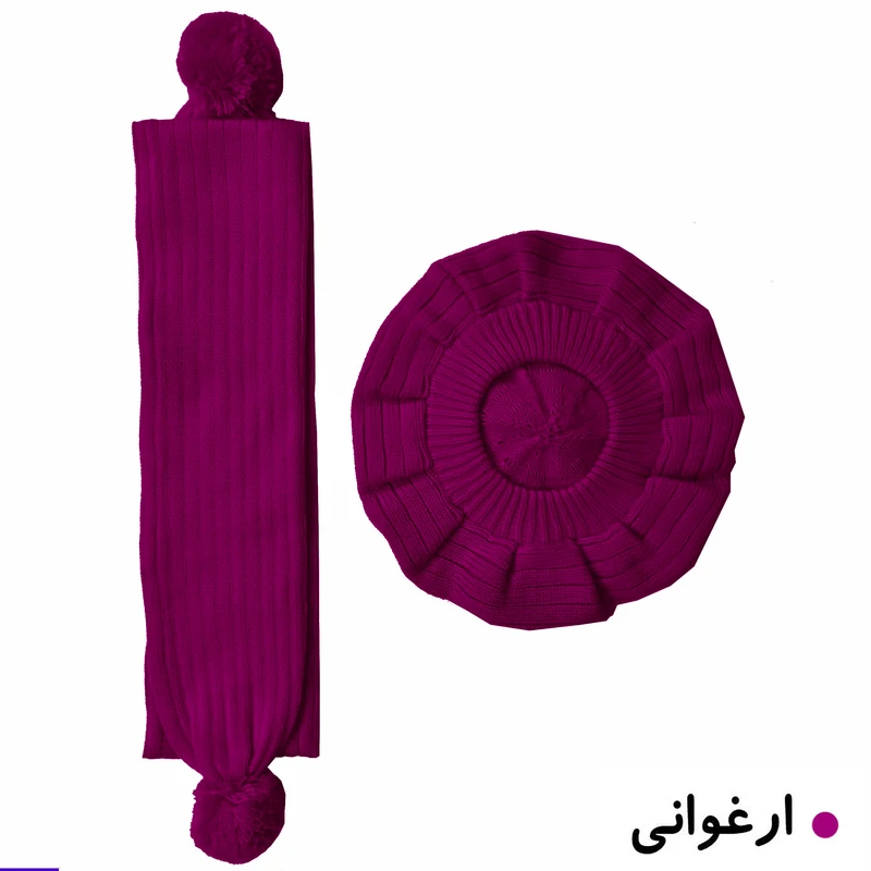 عکس شماره 3 : ست کلاه و شال گردن بافتنی بچه گانه مدل فرانسوی کد n12