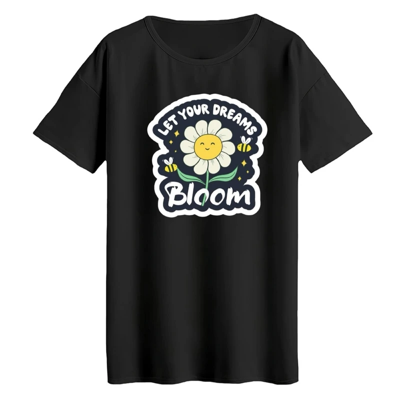 تی‌شرت لانگ آستین کوتاه زنانه مدل گل فانتزی کد02