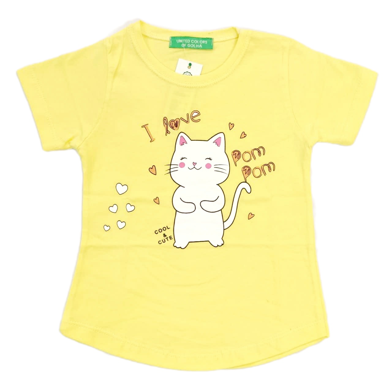 تی شرت آستین کوتاه دخترانه مدل گربه 3545