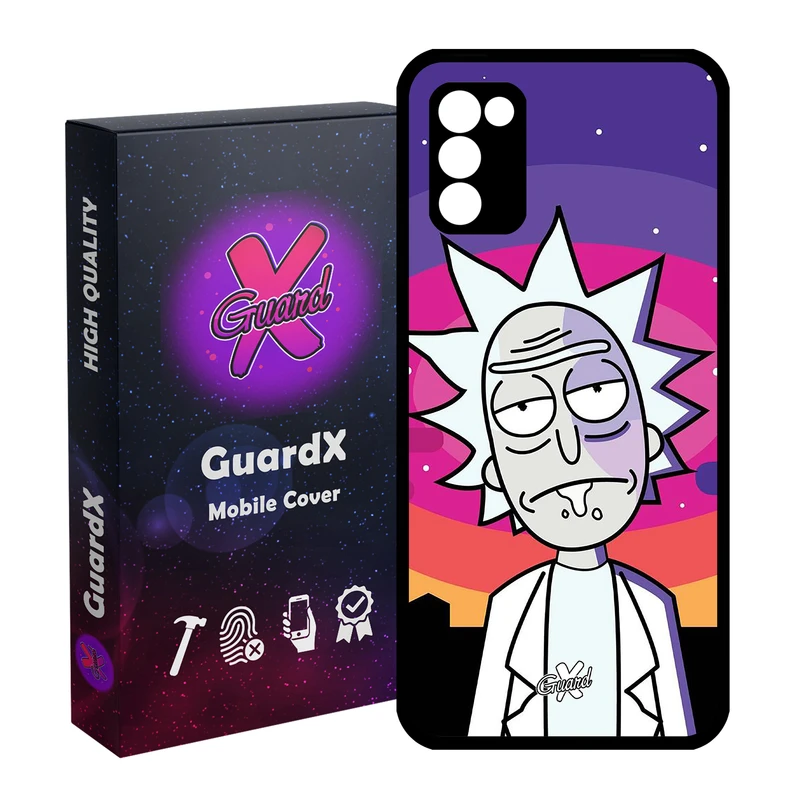 کاور گارد ایکس طرح Rick and Morty مدل Glass10099 مناسب برای گوشی موبایل سامسونگ Galaxy A02s / M02s