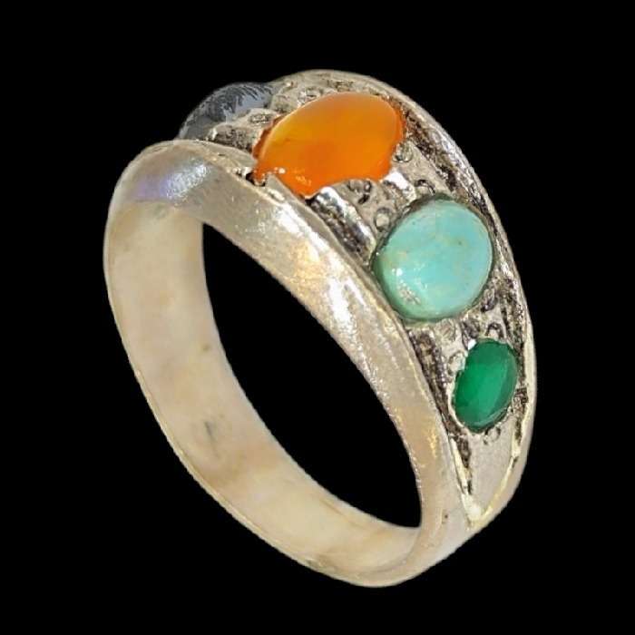 انگشتر نقره مردانه مدل پنج جواهر رکاب دست ساز کد ۵۳۰۰ انگشتر نقره مردانه مدل پنج جواهر رکاب دست ساز کد ۵۳۰۰