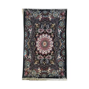 فرش ماشینی 700 شانه زمینه سرمه‌ای حاشیه سرمه ای مدل پارادایس