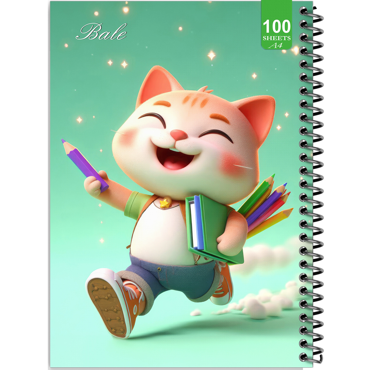 دفتر نقاشی 100 برگ بله طرح فانتزی گربه نقاش کد A4-N247