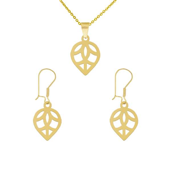 نیم ست طلا 18 عیار زنانه طلای کامک مدل نمادار و شیک برگ