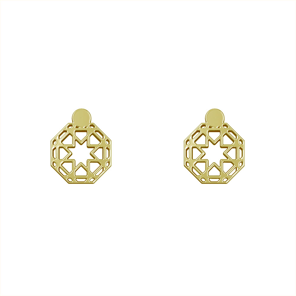 گوشواره طلا 18 عیار زنانه مدوپد مدل هندسی کد GA1-14912