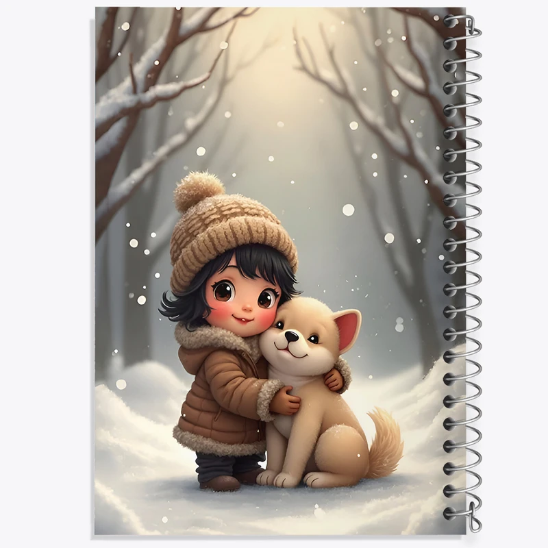 دفتر شطرنجی 50 برگ خندالو طرح دختر و سگ کیوت کد F7139