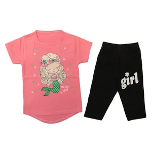 ست تی شرت و شلوار دخترانه مدل پری دریایی