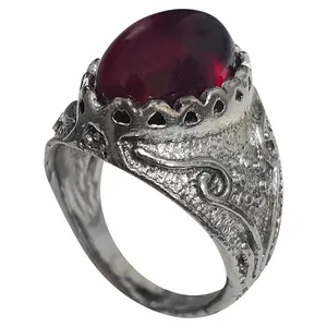 انگشتر نقره مردانه مدل یاقوت سریلانکا کد YC09220
