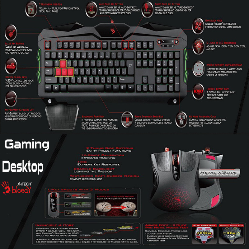 ست گیمینگ بلادی مدل BLAZING B 21OO RGB 2