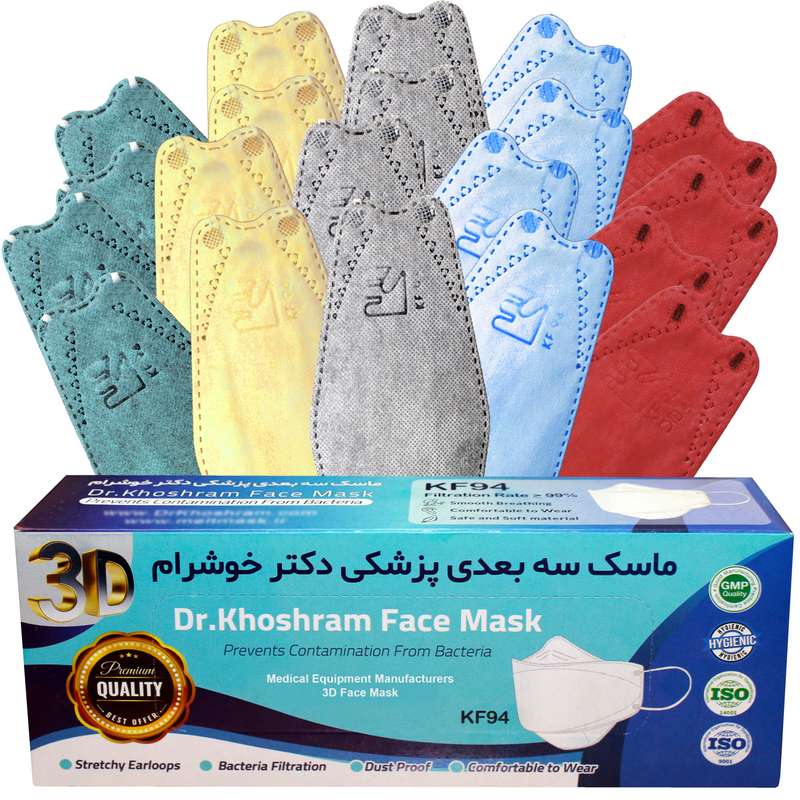 ماسک تنفسی دکتر خوش رام مدل رنگبندی 1401 بسته 20 عددی