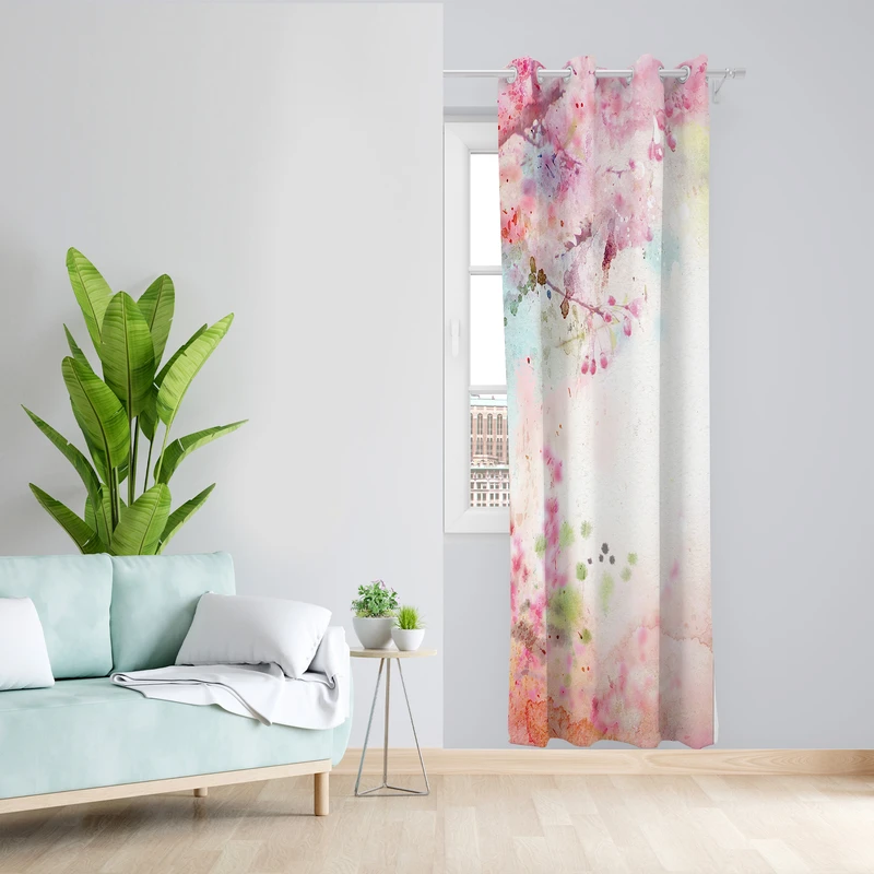 پرده طرح آبرنگی مدل مخمل پانچی کد 2222 z سایز 140x200 سانتی متر