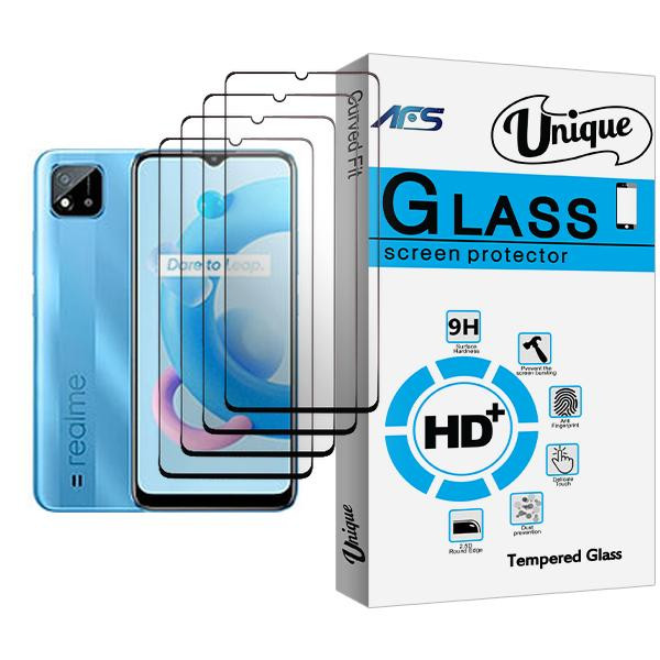 محافظ صفحه نمایش ای اف اس مدل Unique Glass MIX004 مناسب برای گوشی موبایل ریلمی C20A بسته چهار عددی